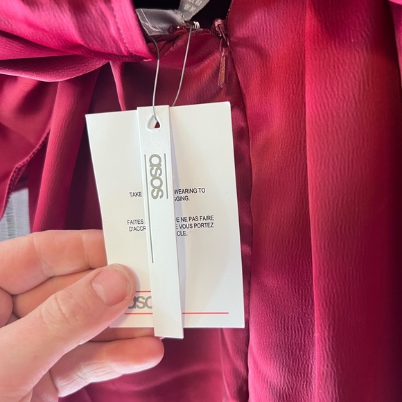 NWT ASOS cocktail satin dress with front slit - Picture 6 of 7